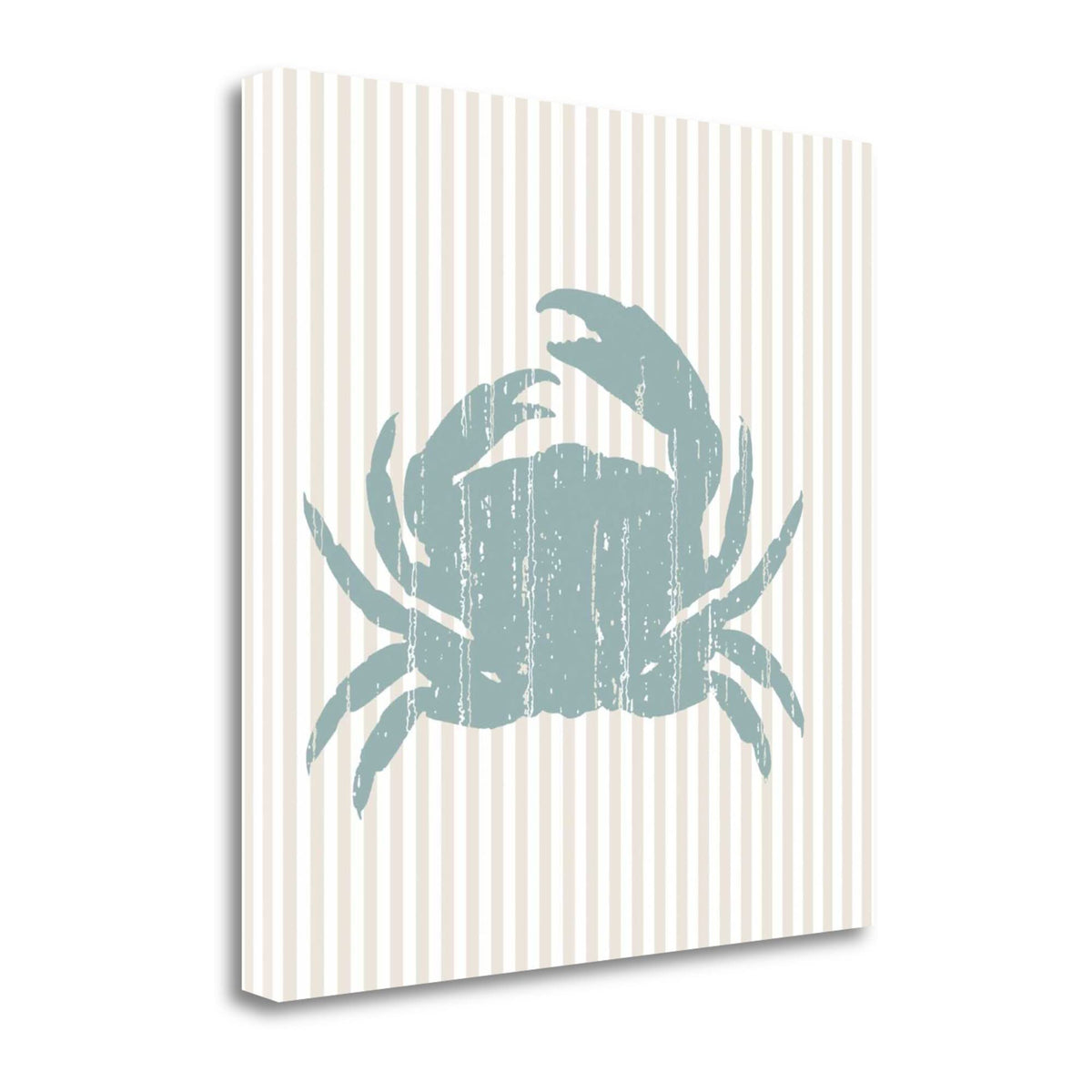 24' Aqua Crab Tan Striped Background Giclee Wrap Canvas Wall Art