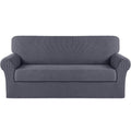 Turquoize Stretch Sofa Slipcover 2 Pieces Sofa Cover Couch Cover For 3 Cushion Couch Washable Furniture Protector Covers With Elastic Bottom Feature Thick Jacquard Fabric (Sofa, Grey)