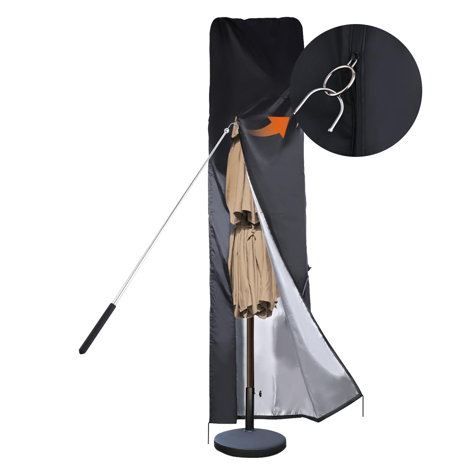 Docepert 420D Oxford Fabric Waterproof Outdoor Patio Umbrella Parasol Cover Fits 9Ft To 13Ft Cantilever Offset Umbrella Or Large