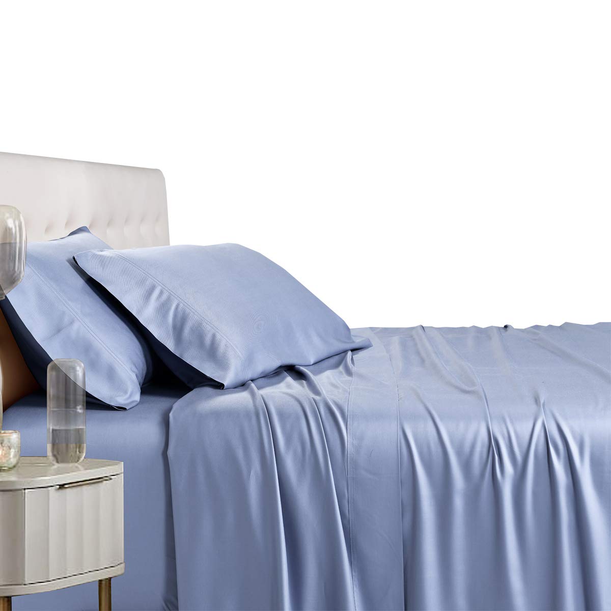 Royal Tradition Viscose from Bamboo Bed Sheets, King, Solid Periwinkle, Super Soft and Cool 4PC Sheet Set