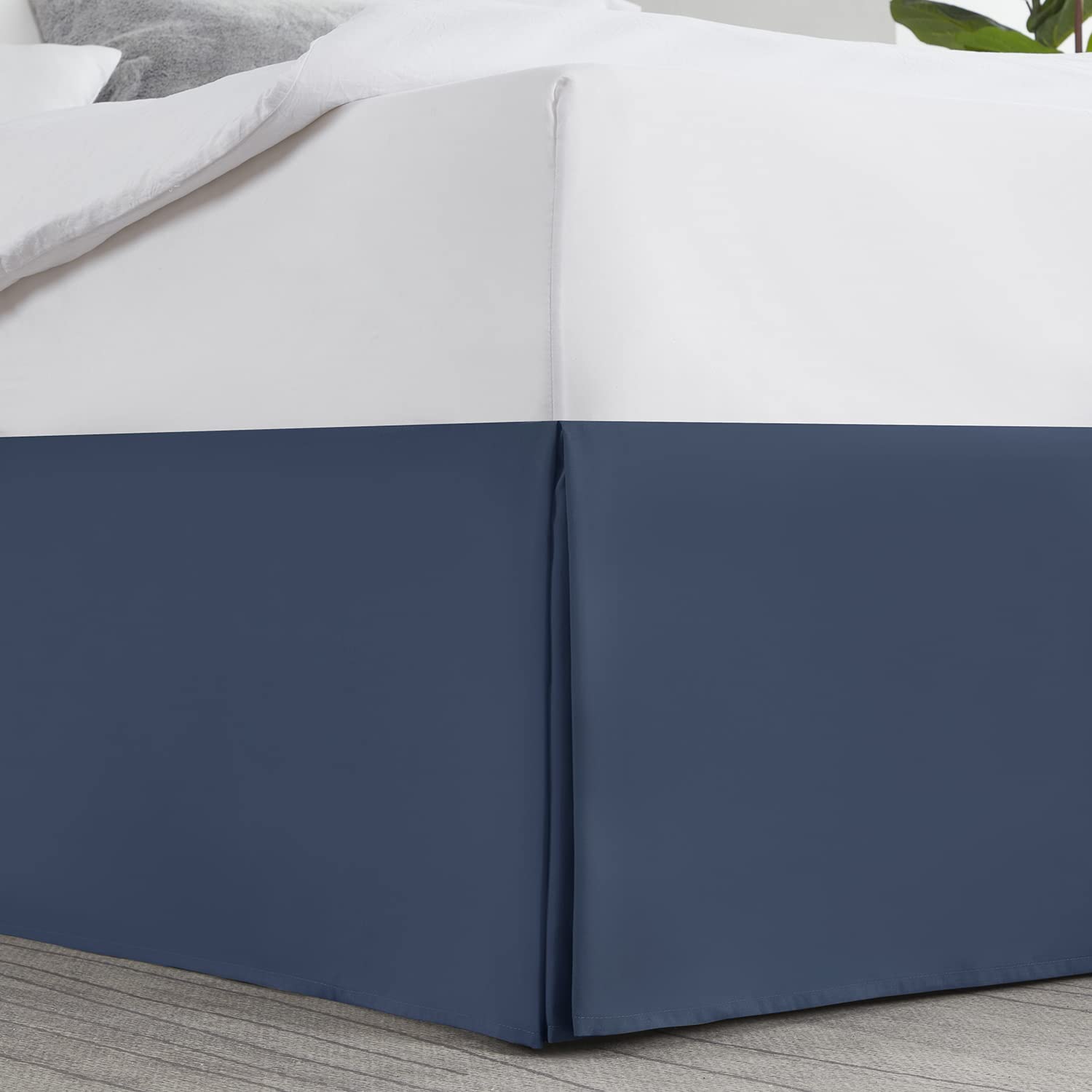 Nestl Navy Blue Twin Bed Skirt - Twin Size Bed Skirt 14 Inch Drop - Brushed Microfiber Bed Skirts - Hotel Quality Pleated Bed Skirt - Shrinkage & Fade Resistant