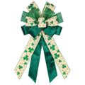 Large St. Patrick's Day Wreath Bows, Green Glitter Bows for Wreath Shamrock Bows for Front Door, St. Patrick's Day Ornaments Vel