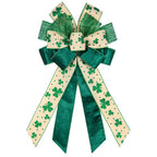Large St. Patrick's Day Wreath Bows, Green Glitter Bows for Wreath Shamrock Bows for Front Door, St. Patrick's Day Ornaments Vel