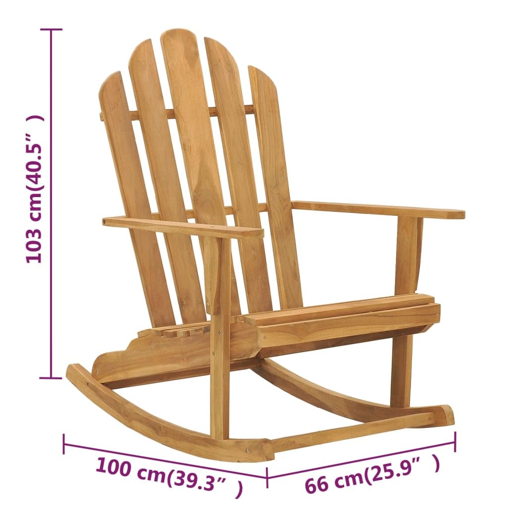 vidaXL Adirondack Rocking Chairs Set of 2 – Solid Teak Wood, Sturdy & Durable – Ideal for Patio, Garden, Outdoor Seating Experience