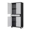 Yizosh Metal Garage Storage Cabinet With Locking Doors And Adjustable Shelves, Rolling Tool Storage Cabinet With 4 Wheels And 1