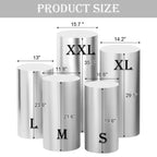 Saitimade Set Of 5 - Silver Cylinder Pedestal Stand Covers, Flexible Cylinder Stand Covers For Party, Wedding Or Birthday Event