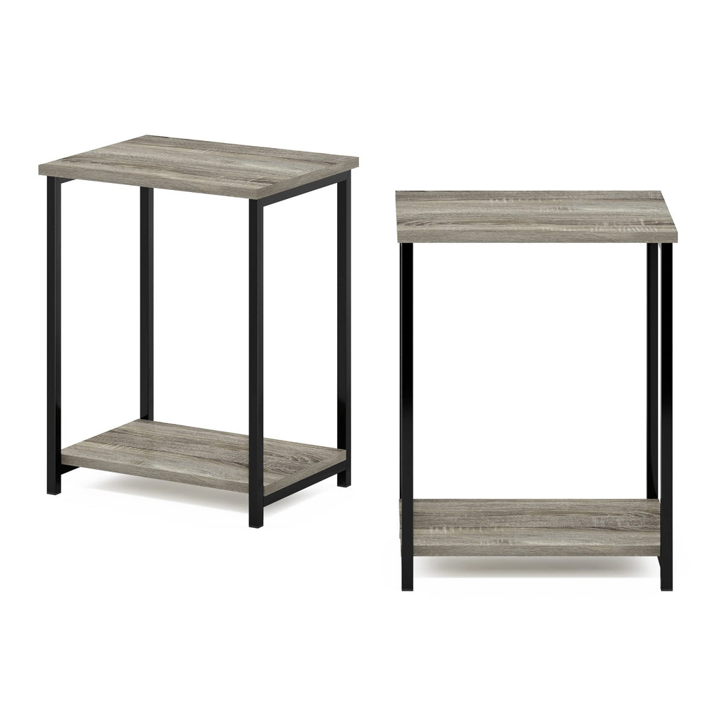 Furinno Simplistic Metal Frame End Table, 2-Pack, French Oak