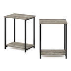 Furinno Simplistic Metal Frame End Table, 2-Pack, French Oak