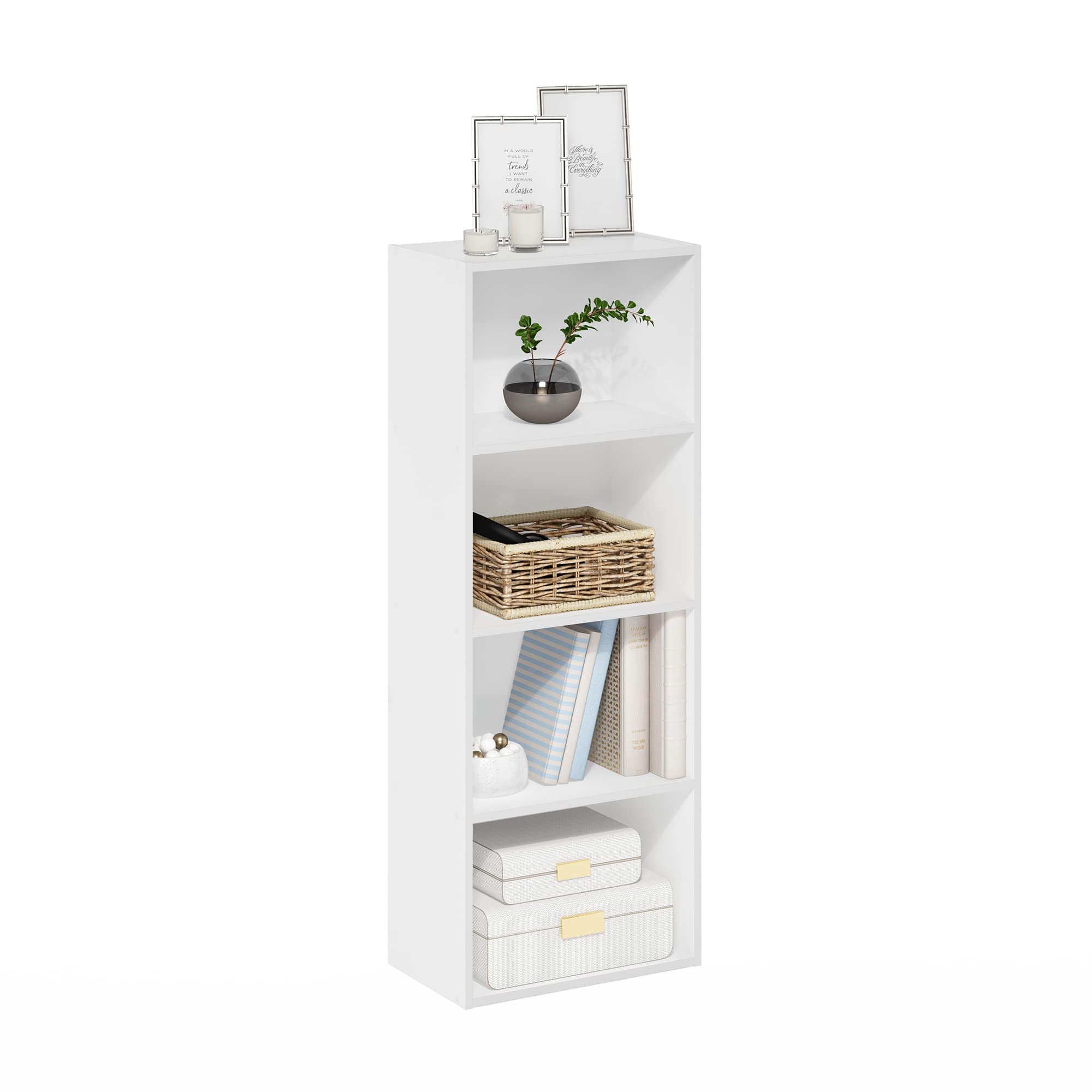 Furinno Luder Bookcase / Book / Storage, 4-Tier, White