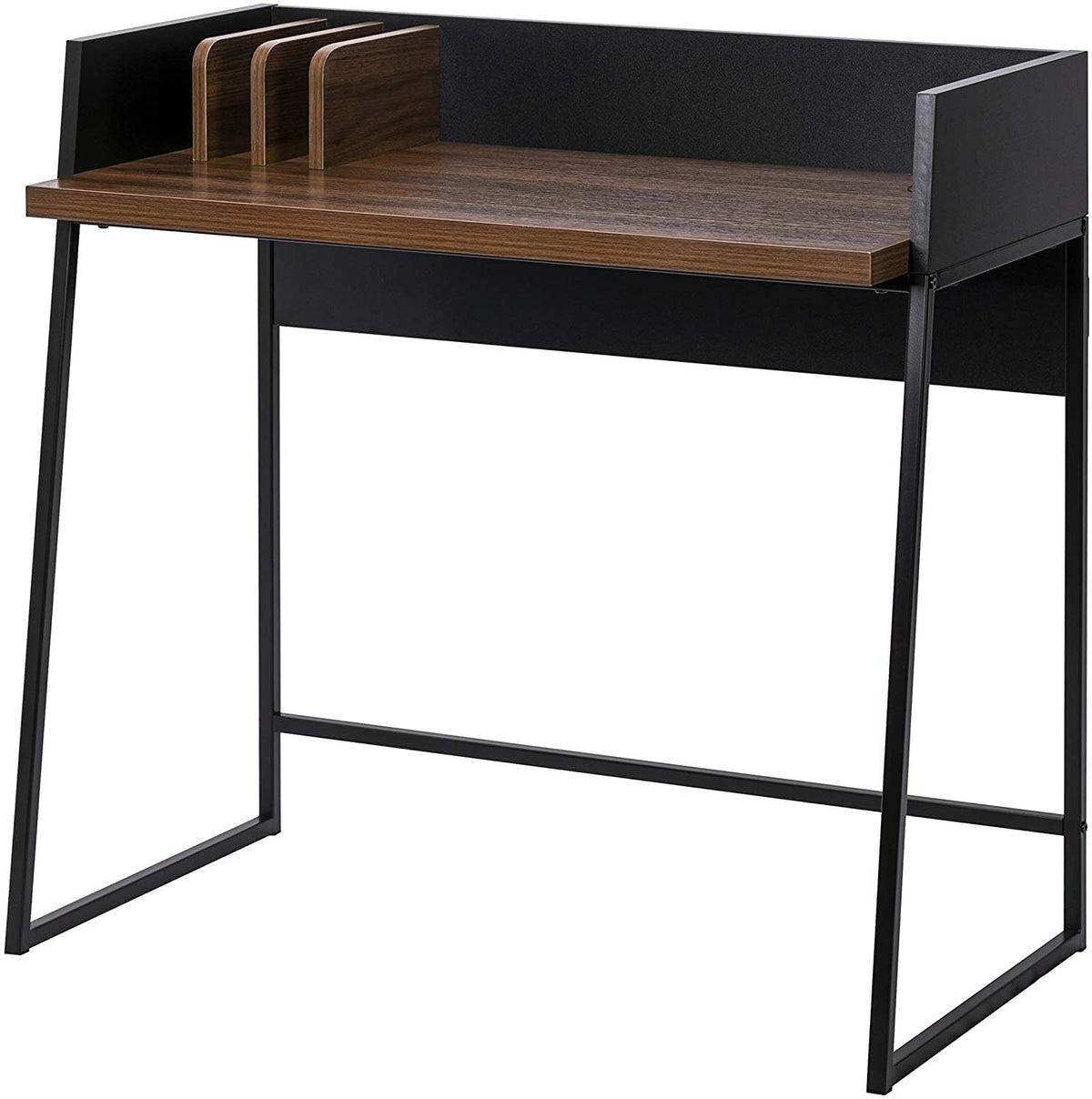 HomeRoots Walnut Metal, Engineered Wood, Wood Contemporary Brown and Black Computer and Writing Desk