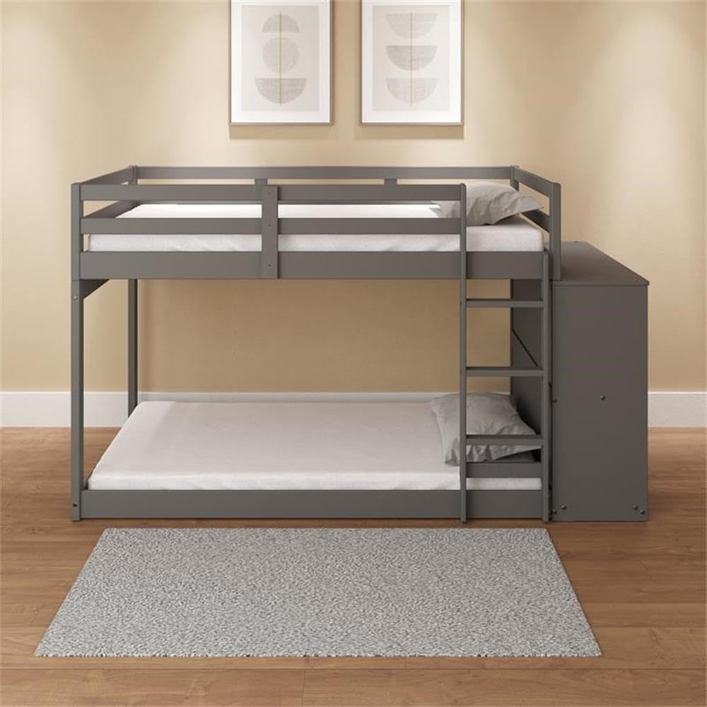 Acme Gaston Twin Over Twin Wooden Bunk Bed with Storage Cabinet - Thumbnail 3