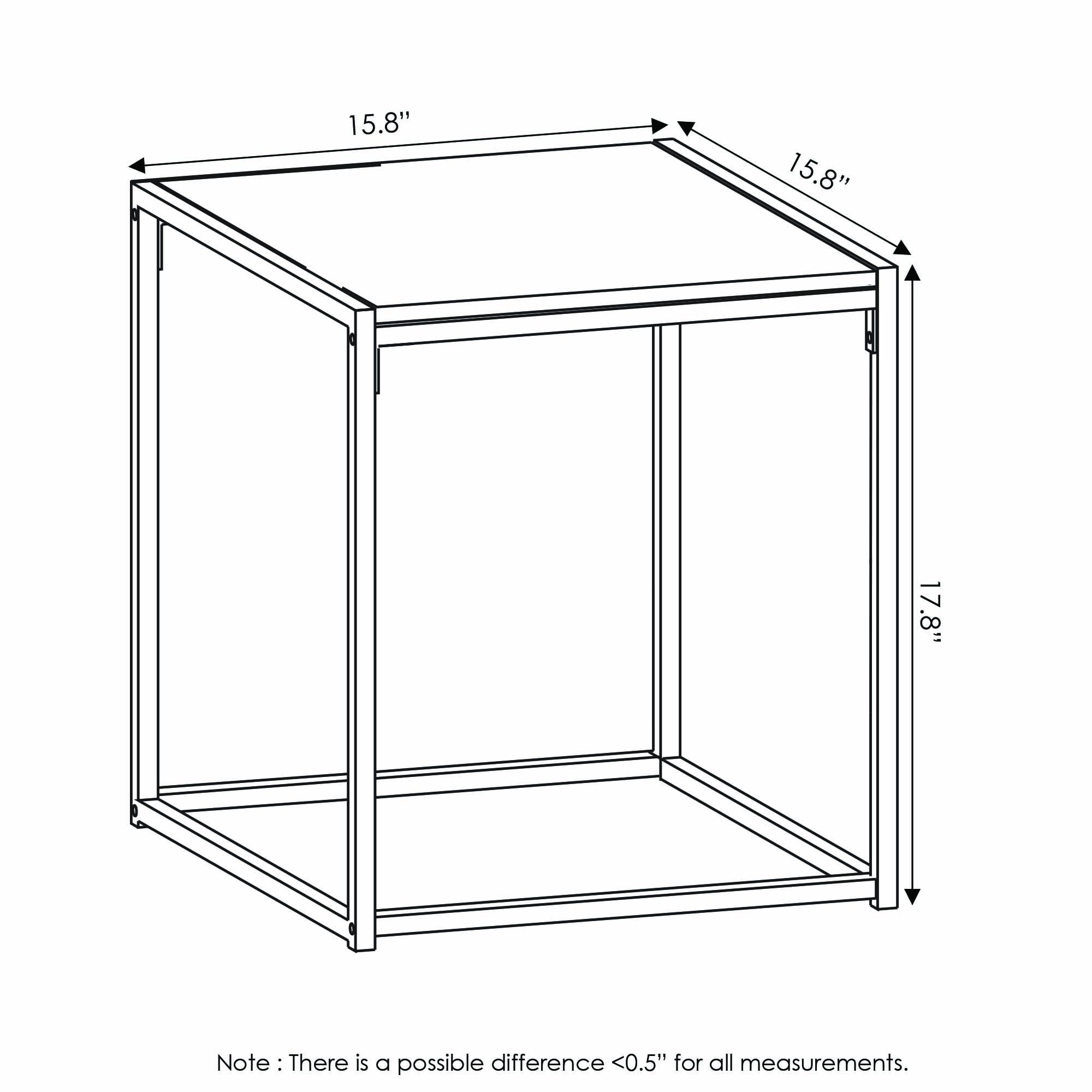 Furinno Camnus Modern Living End Table, Columbia Walnut, 15.75 In X 15.75 In X 17.83 In
