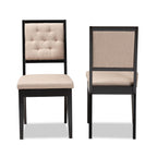 Baxton Studio Gideon Modern and Contemporary Sand Fabric Upholstered and Dark Brown Finished Wood 2-Piece Dining Chair Set