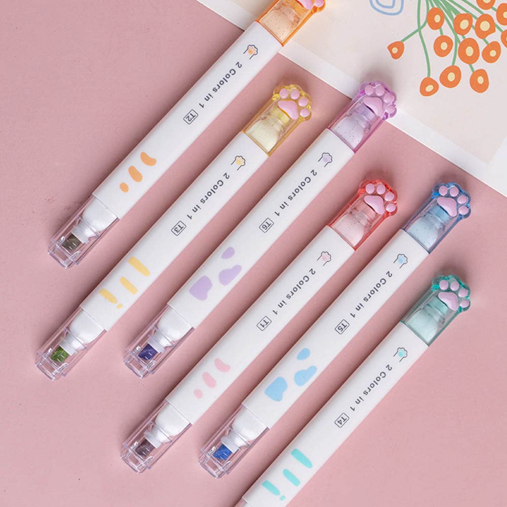 Siyzhop Double-Headed Cute Light Color Eye Protection Highlighter Markers, 6-Pack Of 12 Flat Heads, Bright And Vintage Markers F