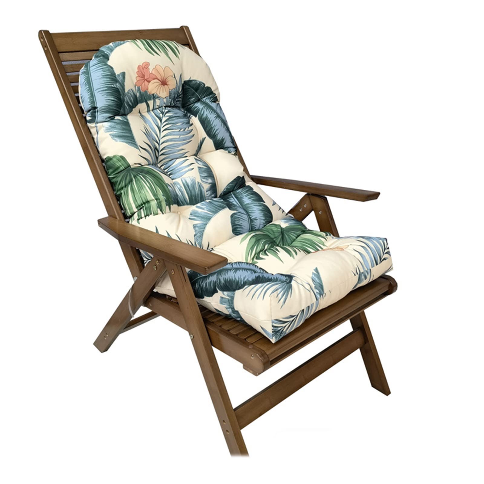 Eoieov Outdoor Adirondack Chair Cushions Waterproof Floral Rocking Chair Cushion High Back Thick Patio Seat Pads For Indoor And
