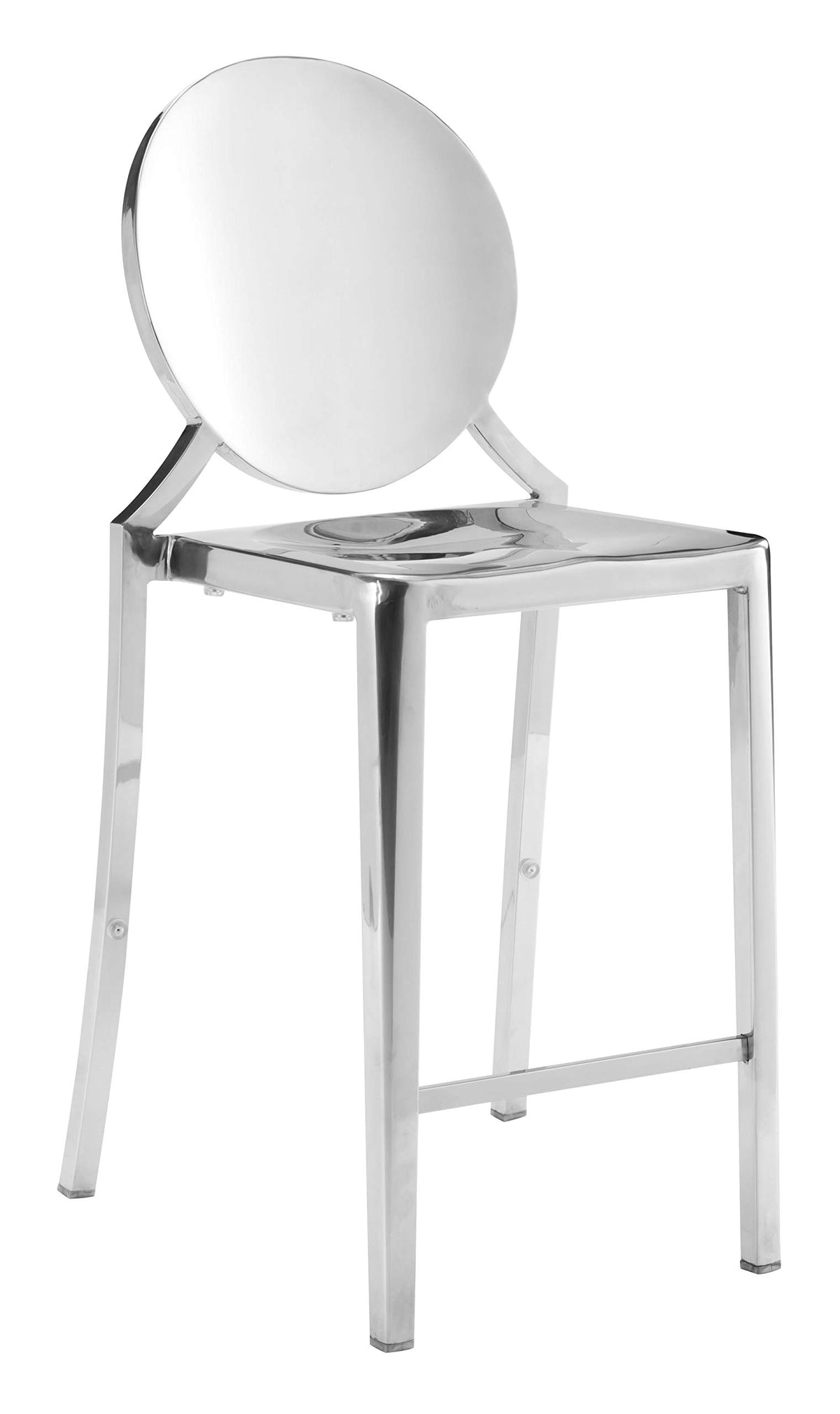 HomeRoots Decor 18.3-inch x 18.5-inch x 39-inch Stainless Steel, Polished Stainless Steel, Counter Chair - Set of 2