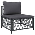 vidaXL Patio Middle Sofa with Cushions Anthracite Woven Fabric