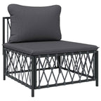 vidaXL Patio Middle Sofa with Cushions Anthracite Woven Fabric