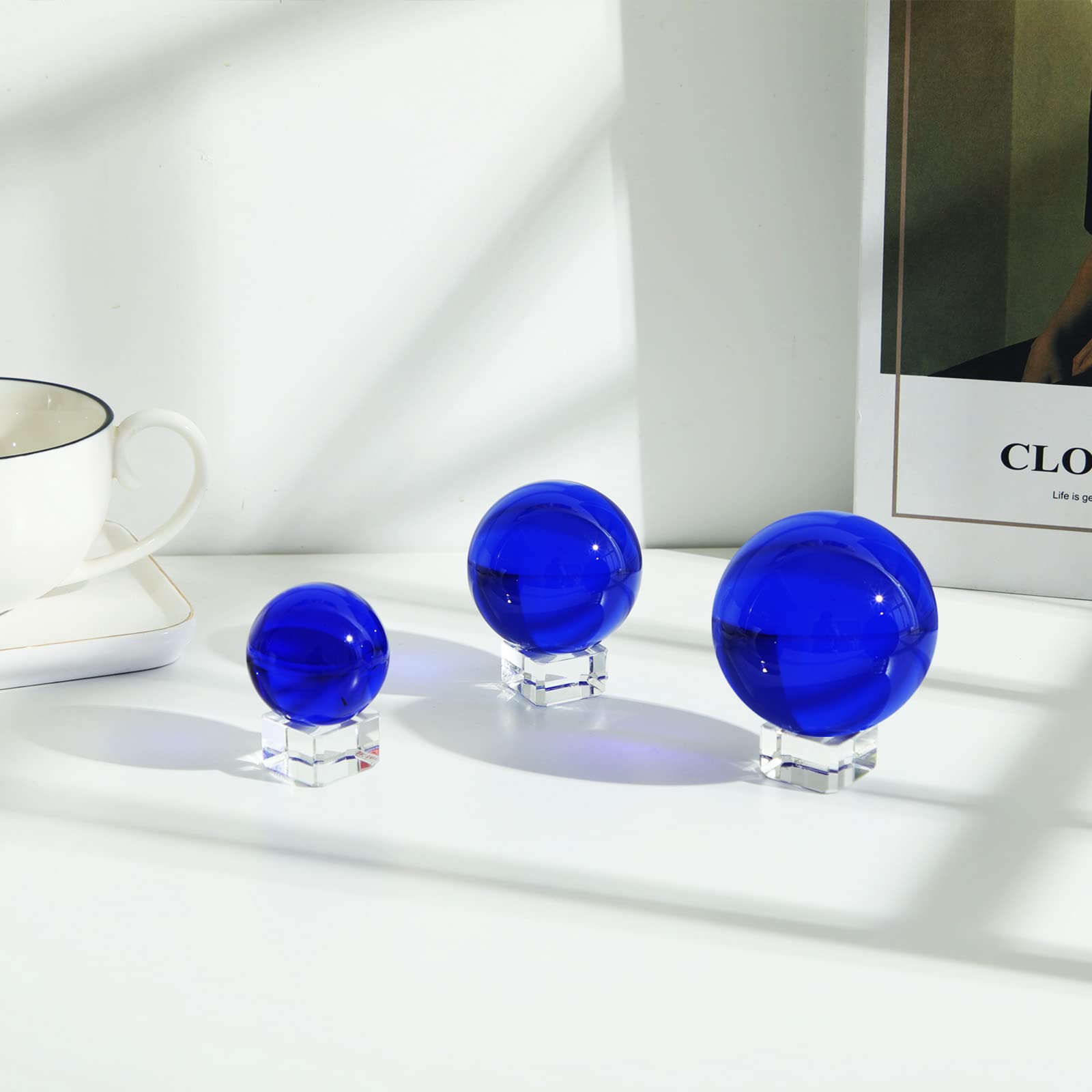 Longwin 50Mm(2 Inch) K9 Solid Crystal Ball With Free Stand Suncatcher (Blue)