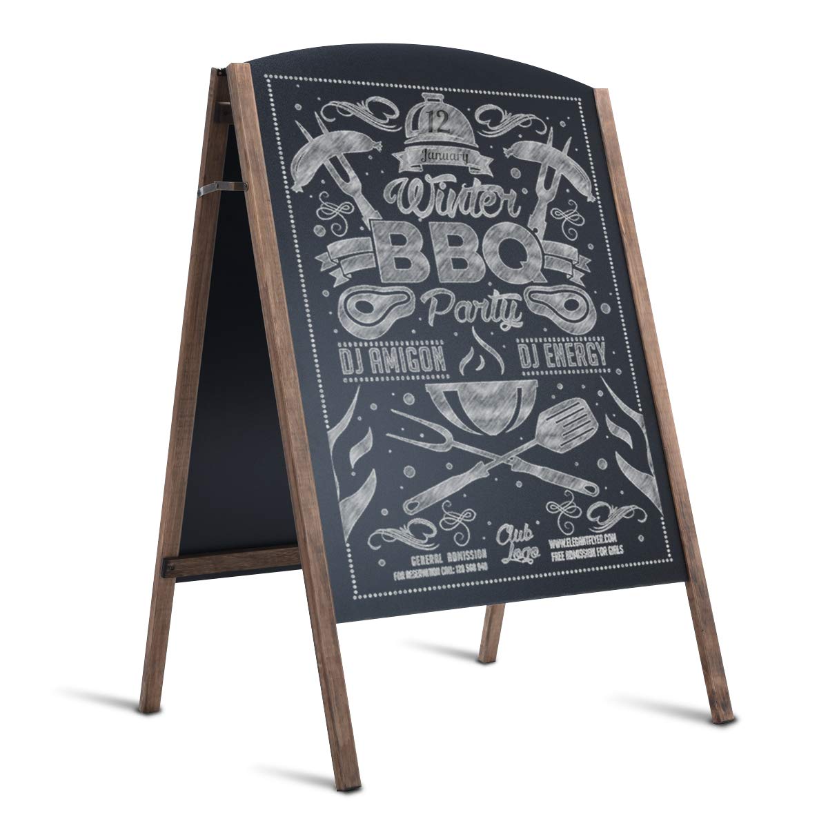Tangkula 40 X 26 Inches A-Frame Chalkboard Sign, Rustic Wooden Double-Sided Standing Sidewalk Chalkboard Sign Sandwich Board, Id