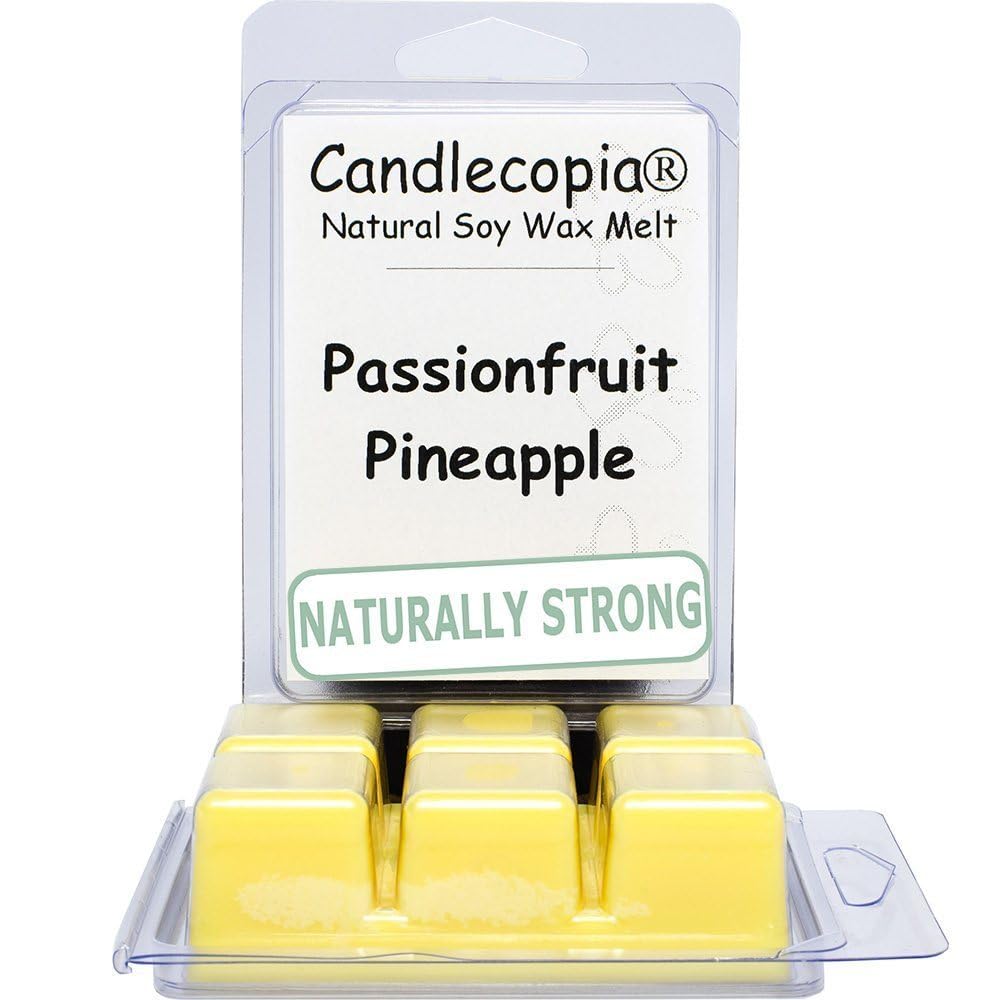 Candlecopia Passionfruit Pineapple Strongly Scented Hand Poured Vegan Wax Melts, 12 Scented Wax Cubes, 6.4 Ounces in 2 x 6-Packs