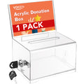 Voisen Clear Donation Box With Lock,Ballot Box With Sign Holder,Suggestion Box For Fundraising, Voting Box With Slot For School,