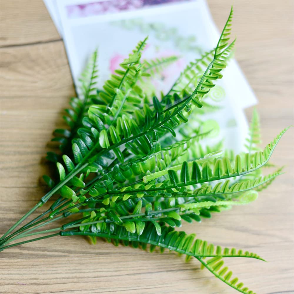 Szjias Artificial Ferns For Outdoors Fake Fern Plant Faux Boston Fern For Patio Porch Outdoor Plants Decor (8 Pcs)