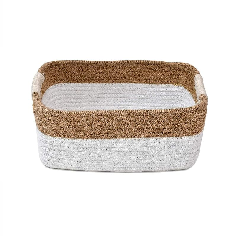 Fiasco Cotton Storage Gift Basket, Rectangle Case For Closet, Handwoven EcoFriendly Foldable Storage Basket Bins Organizer Plan