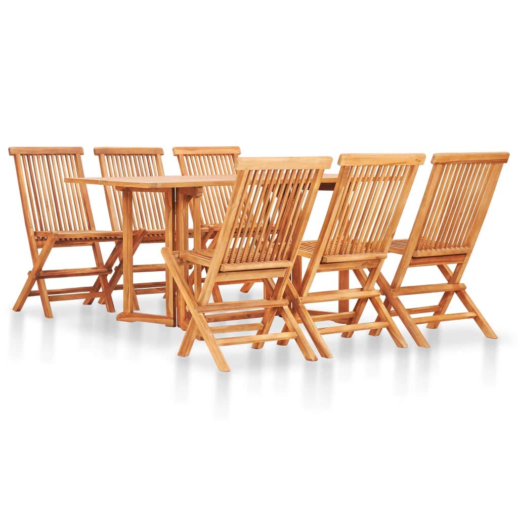 vidaXL 7 Piece Folding Outdoor Dining Set Solid Teak Wood