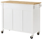 Crosley Furniture Laurel Rolling Kitchen Island Cart, Microwave Stand, Coffee Bar, with Shelves and Drawers, White
