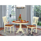 East West Furniture HLPL3-BMK-W Hartland 3 Piece Room Set Contains a Round Kitchen Table with Pedestal and 2 Dining Chairs, 42x42 Inch