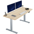 VIVO Electric 60 x 24 in Standing Desk, Memory Height Adjustment, 1B Series, Holds 220 lbs, One-Piece Light Wood Top, Gray Frame