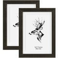 Yaetm 5x7 Black Picture Frame with Mat for 4x6 Set of 2, Solid Wood Photo Frames with Tempered Glass, 5 by 7 Wooden Picture Fram