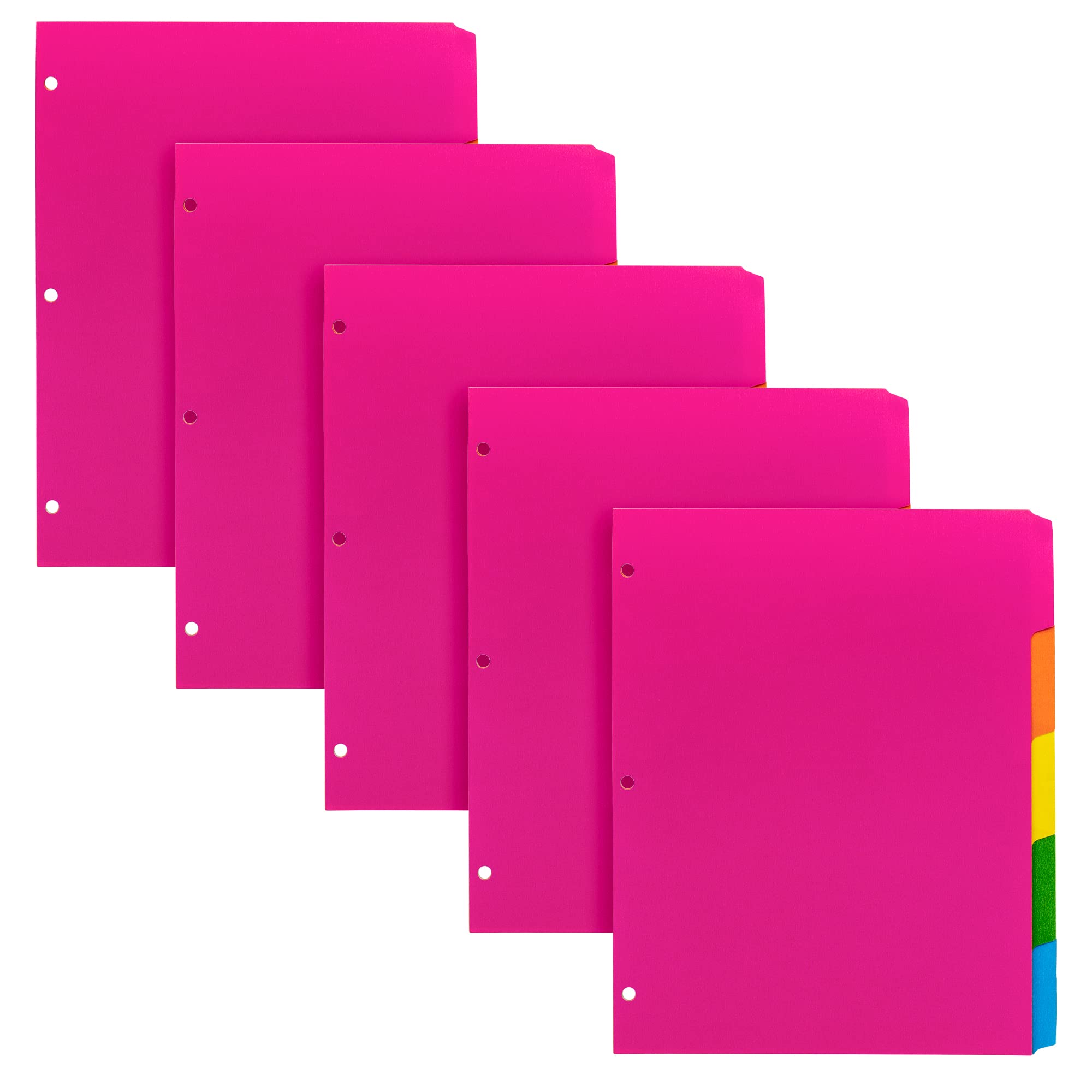 Pukka Pad 5 Part Dividers - 5 Packs Of 5 Tab Set, 3-Ring Binder Compatible, 8 1/2 X 11 Inches - Bright Colors