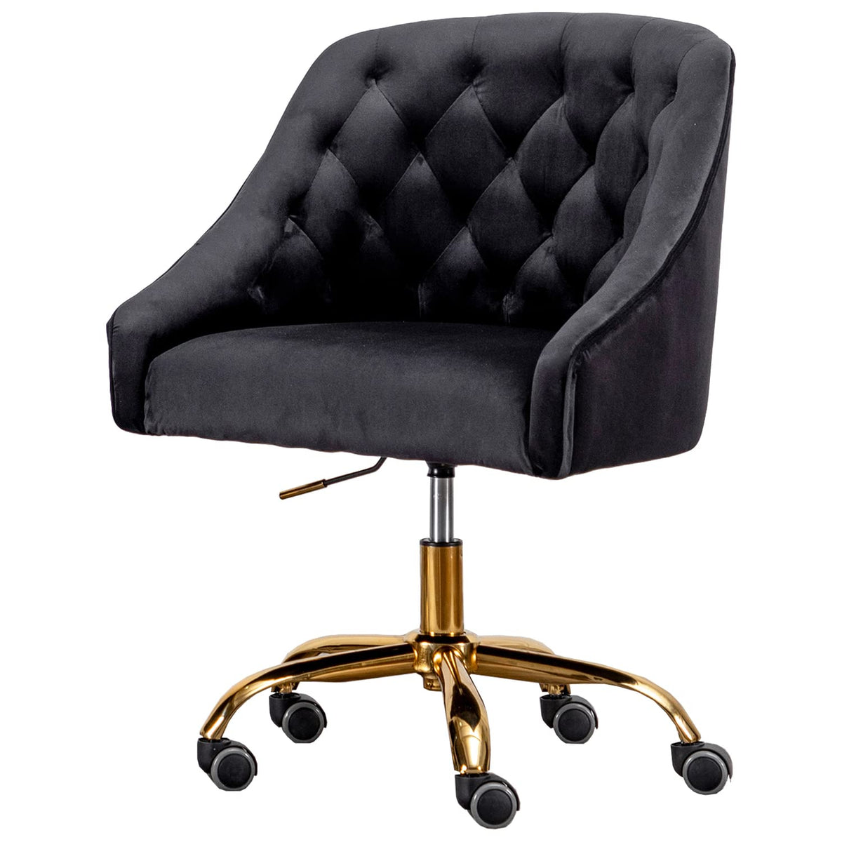 Best Master Furniture Black Velvet Swivel Task Chair With Gold Base