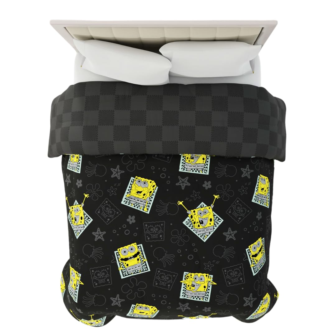 Franco Collectibles Spongebob Squarepants Bedding Super Soft Cozy Microfiber Reversible Comforter, Queen, (Officially Licensed P