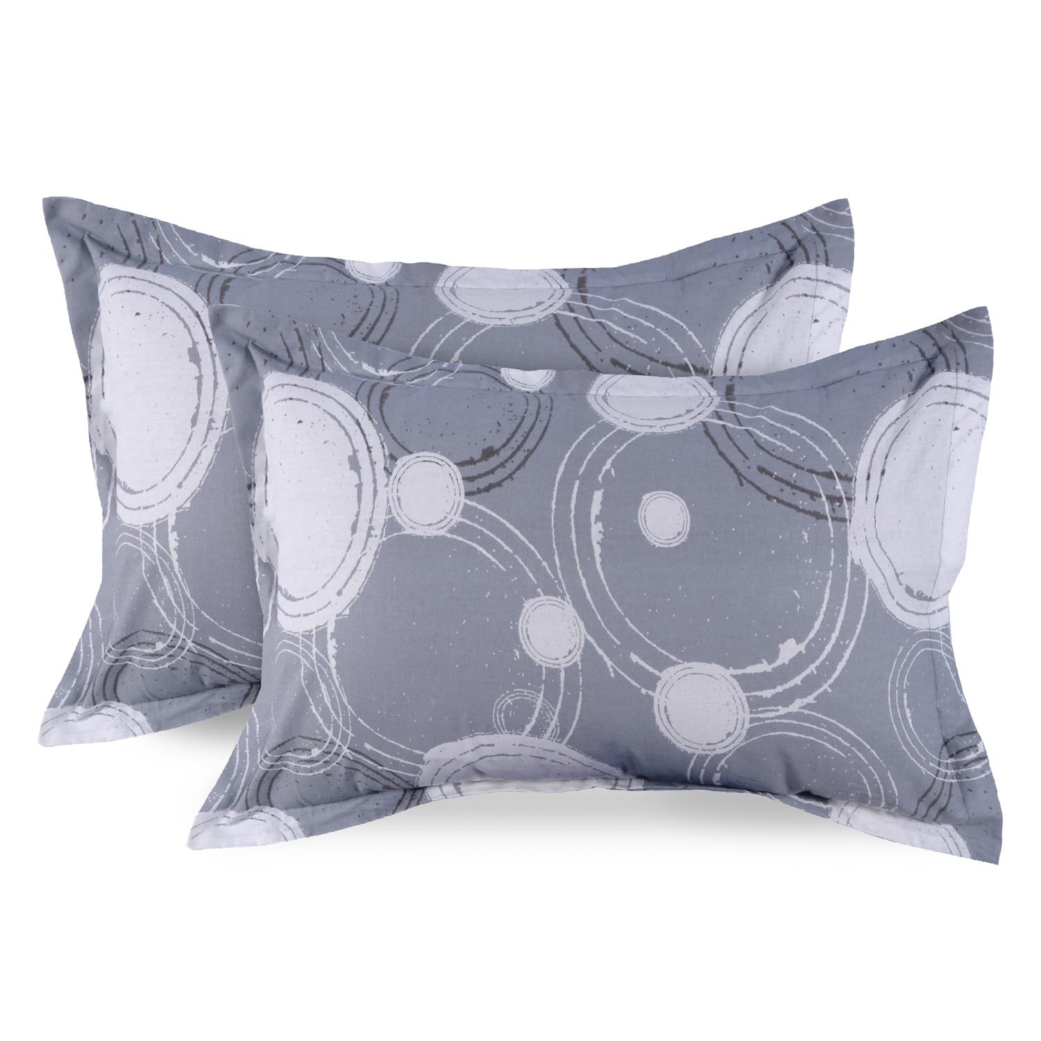 Huesland By Ahmedabad Cotton 144 Tc Cotton Pillow Covers Set Of 2  Grey & Off White