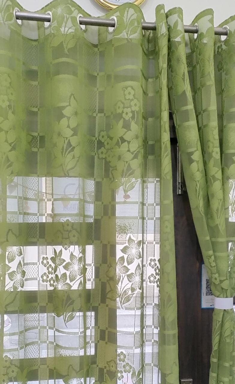 Yb Homes Net Transparent Tissue Curtains for Door 7Ft Set of 2, Solid Curtain Drapes for Living Room Bedroom Kitchen, SemiSheer