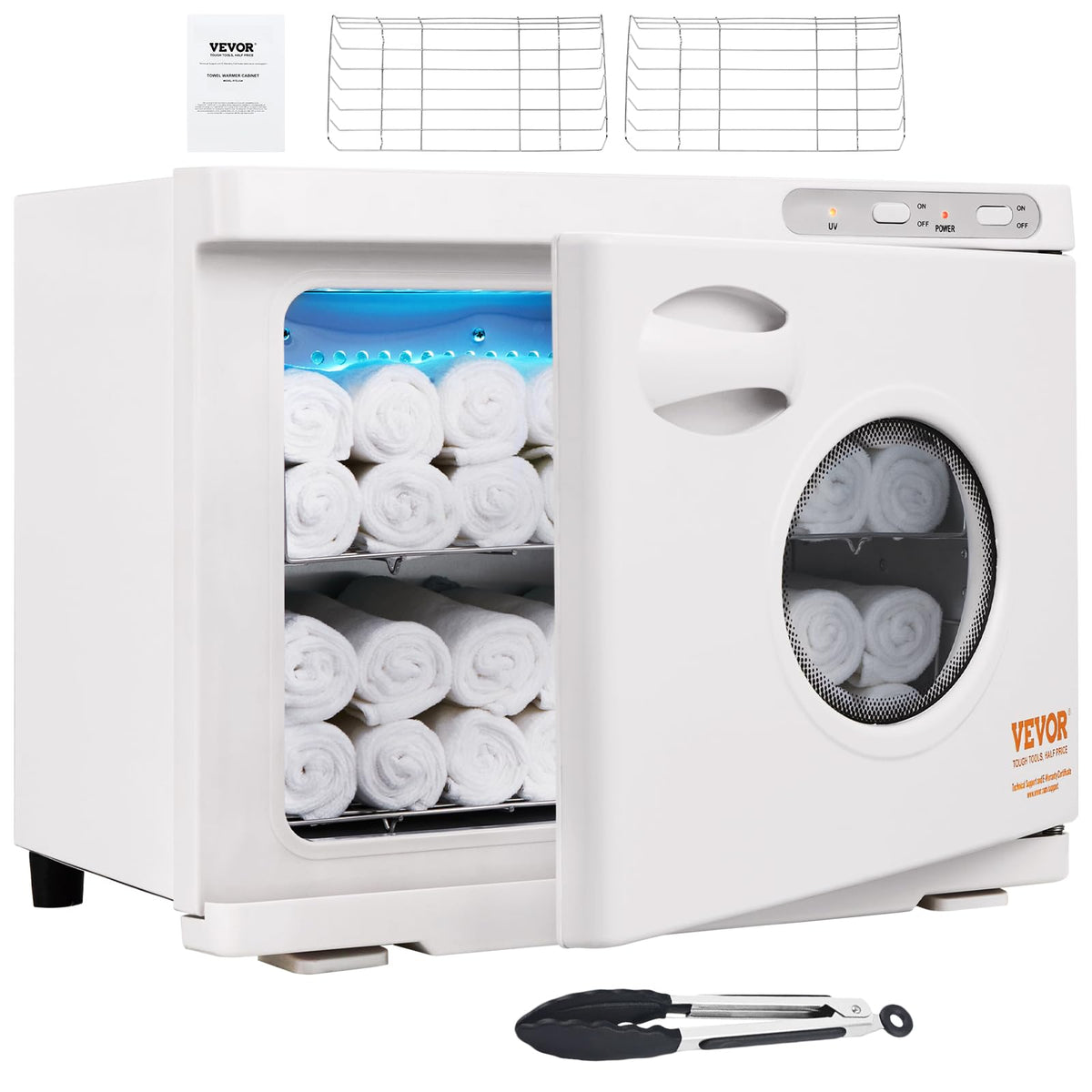 VEVOR 23L Large Capacity Hot Warmers with See Through Window, Two Stainless Steel Racks, Holds up 50-60 Towels, 2-in-1 Quick and