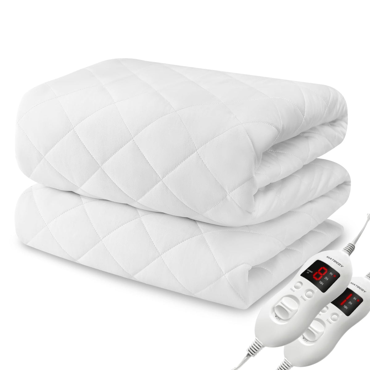 Heated Mattress Pad King Size, Electric Mattress Pad Cover W/Dual Control 8 Heating Settings, Bed Warmer W/ 4 Auto Shut Off Sett