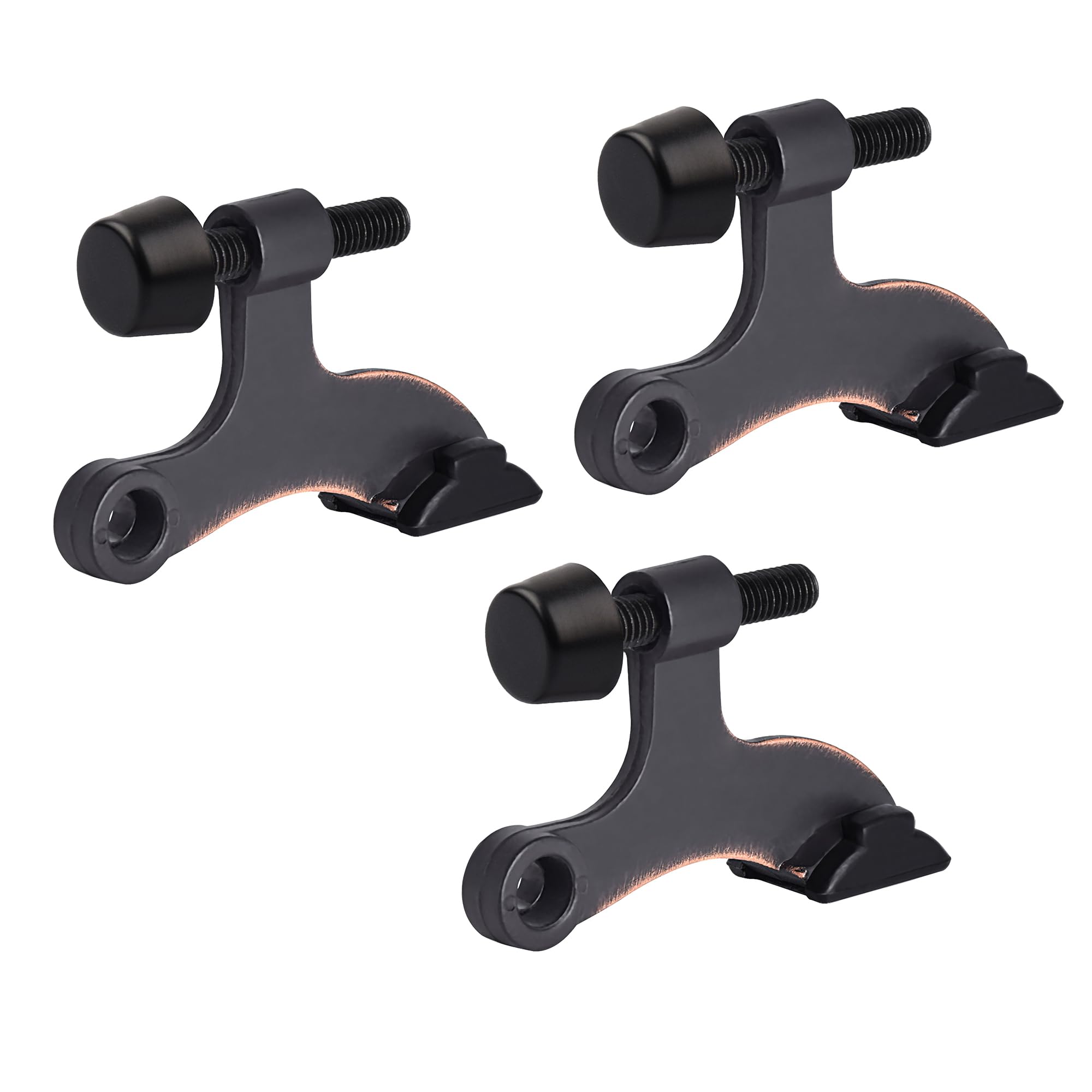 Homotek 3 Pack Hinge Pin Oil Rubbed Bronze Door Stopper,Adjustable Deluxe Heavy Duty Door Stopper 2-1/2'X1-3/4',With Black Rub