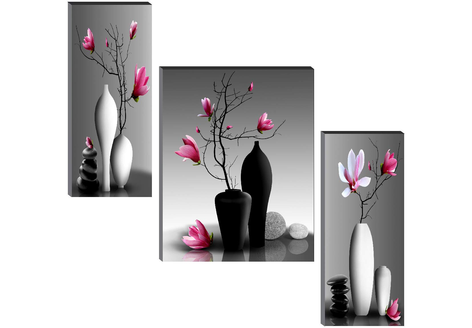 SAF SANFJM31370 MDF Board with UV Textured Beautiful Flower Pot Self Adhesive Wall Painting (Set of 3, 18 x 12, Multicolor)