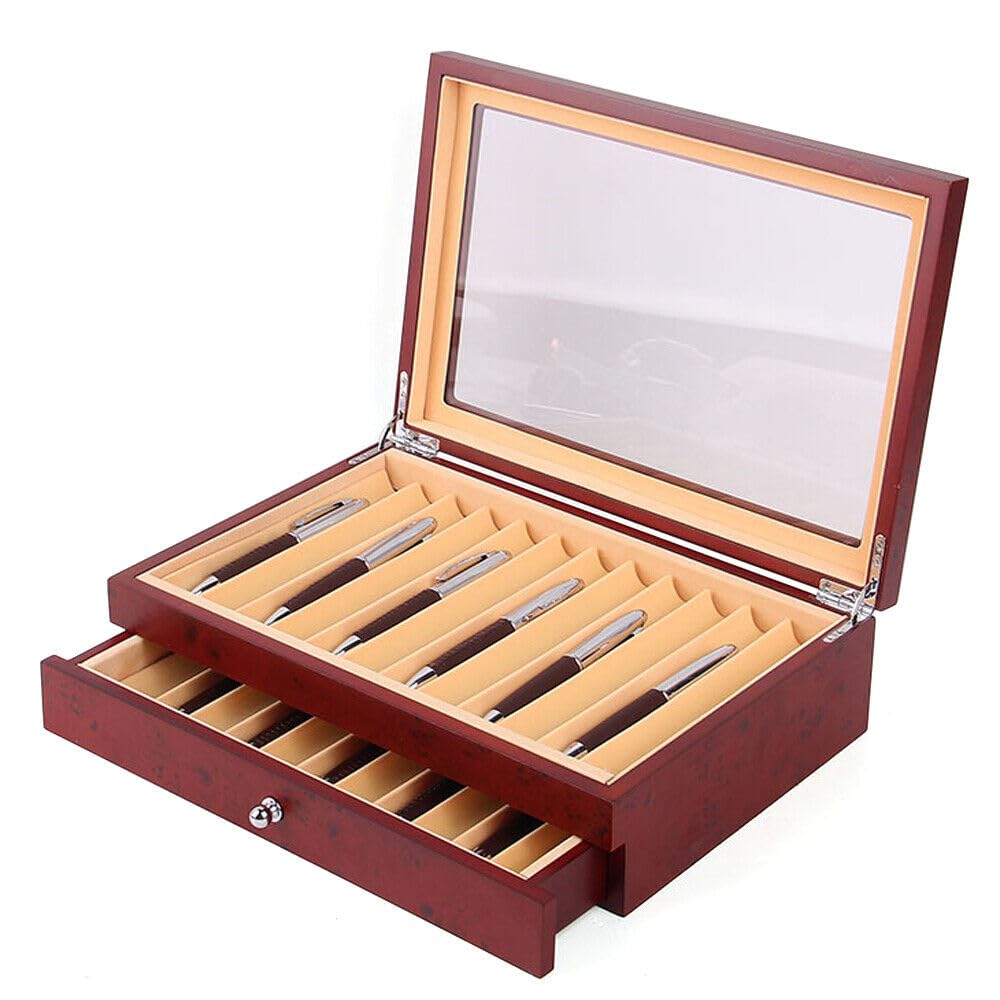 Myoyay 2 Layer Wood Pen Display Box 23 Slot Pen Storage Organizer Box Luxury Fountain Pen Collector Case With Lid For Shop Or Ho