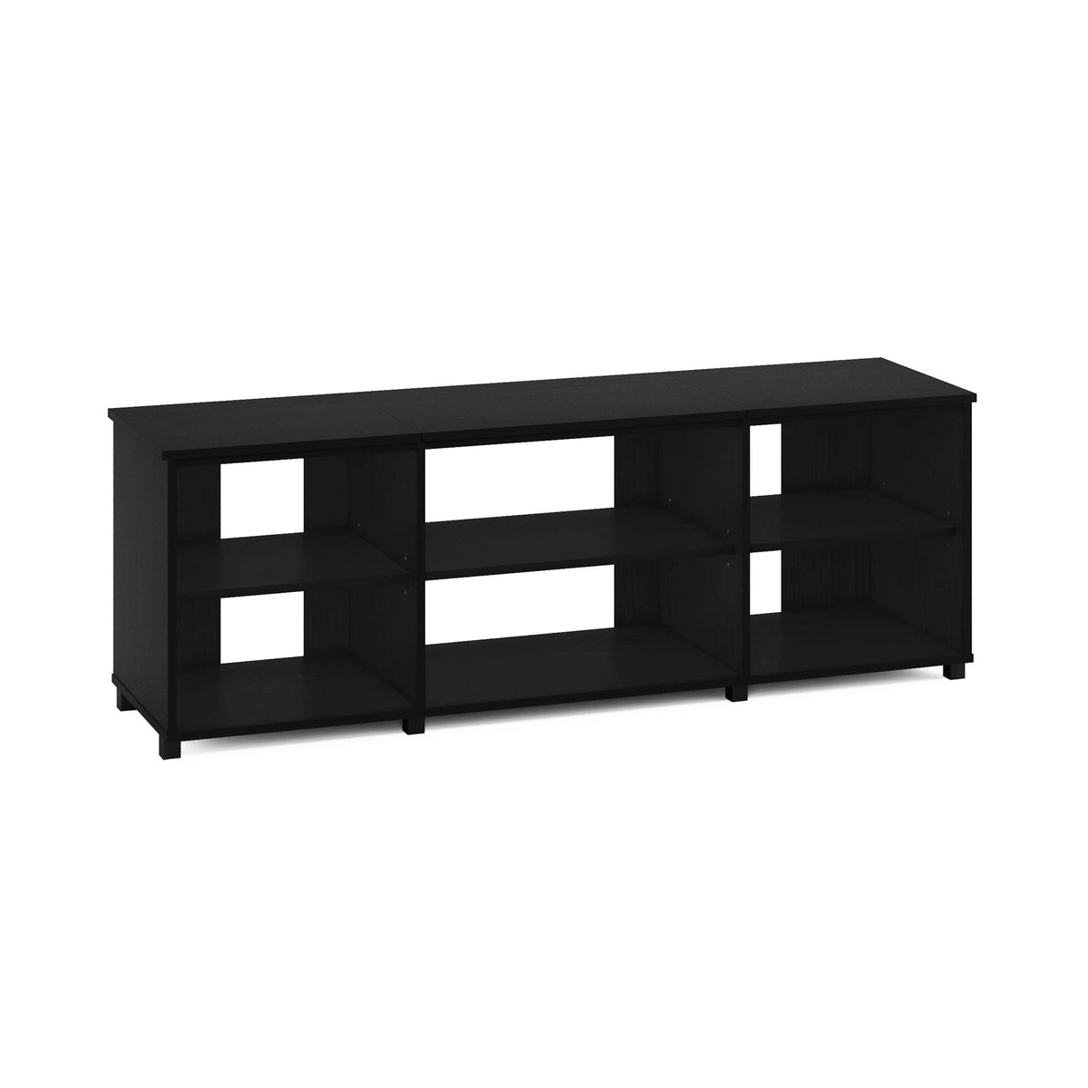 Furinno Classic Stand Tv Up To 65 Inch, 6 Shelves, Black Oak