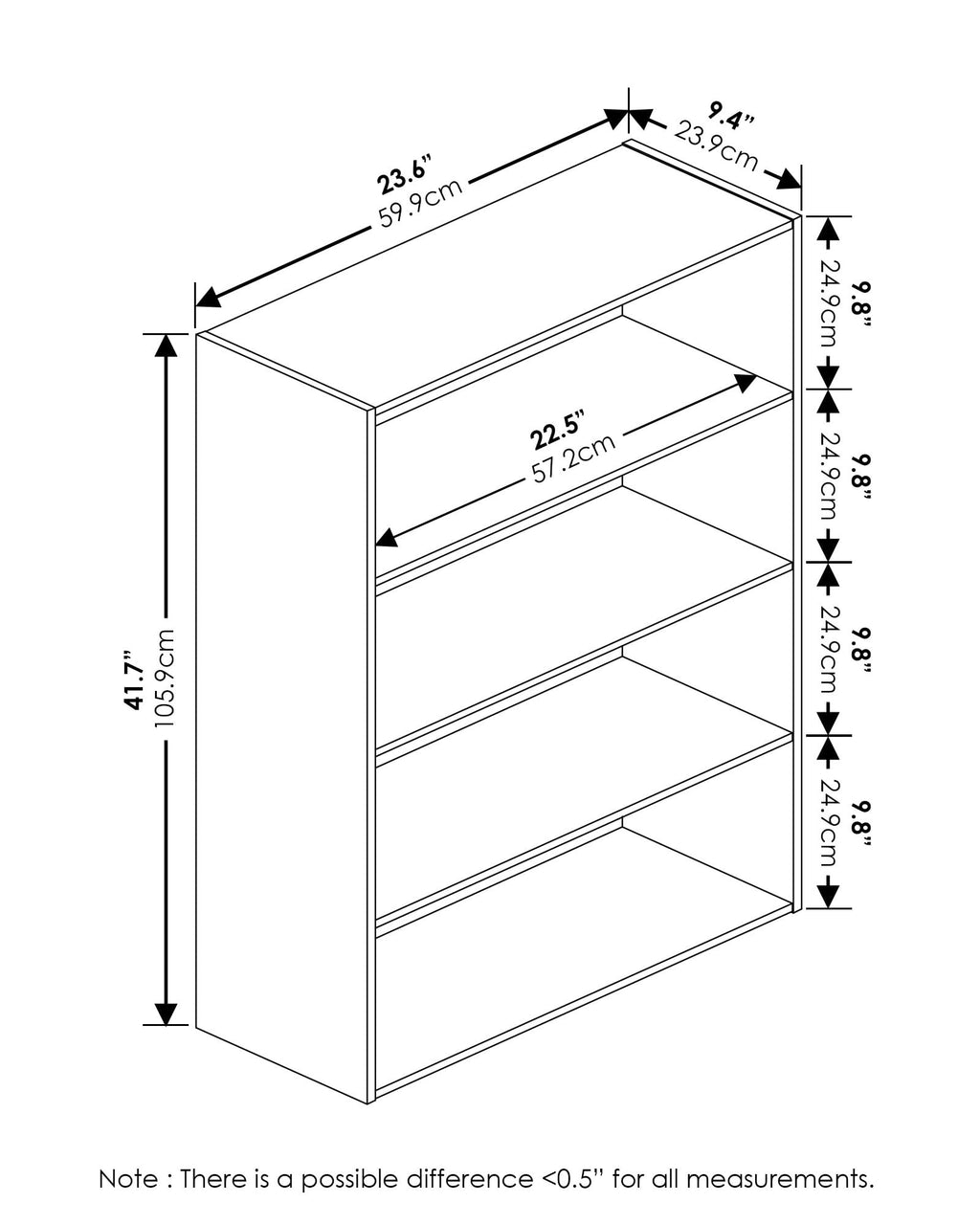 Furinno Pasir 4 Tier Open Shelf, Steam Beech