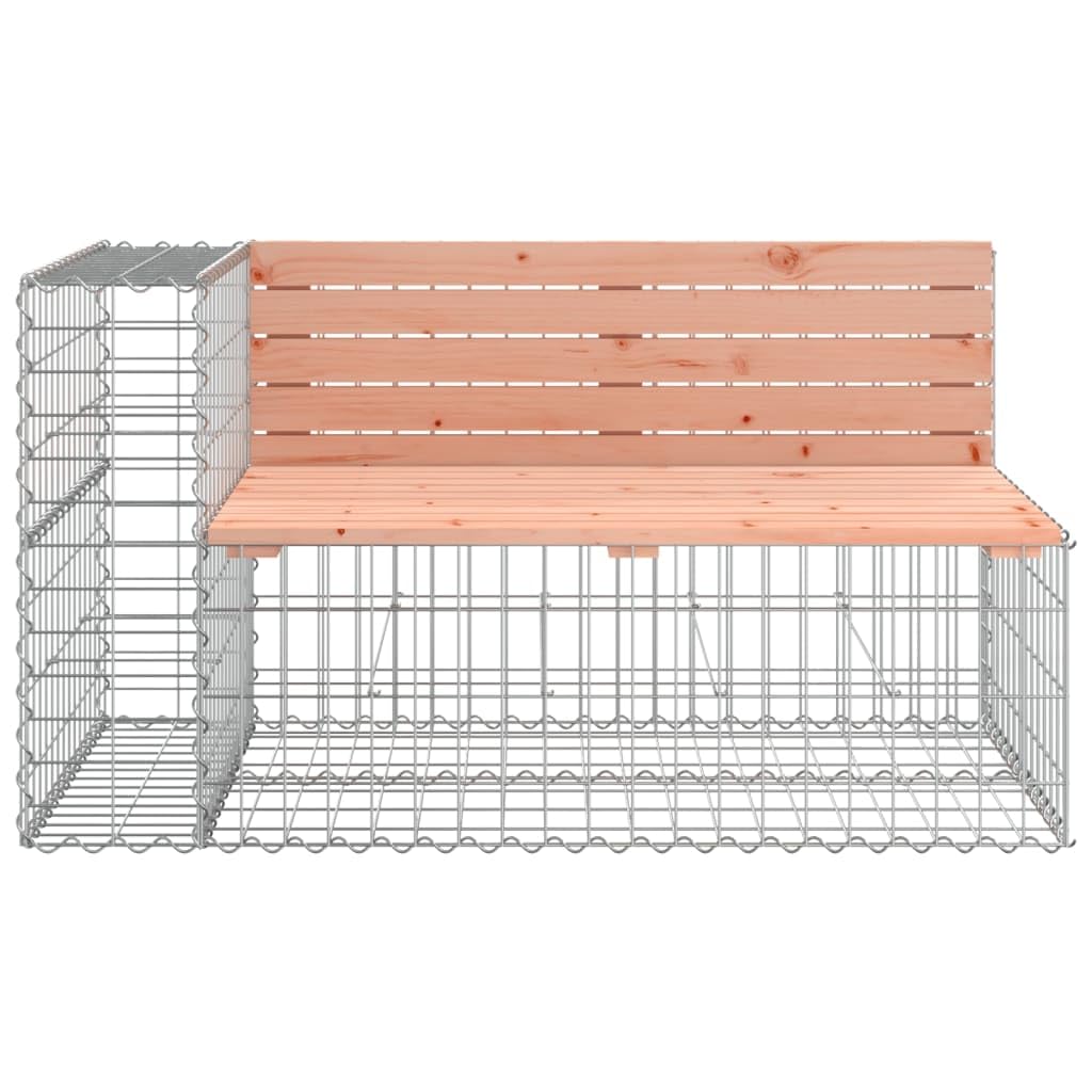 vidaXL Solid Wood Douglas Patio Bench with Galvanized Steel Gabion Basket Base - Thumbnail 2