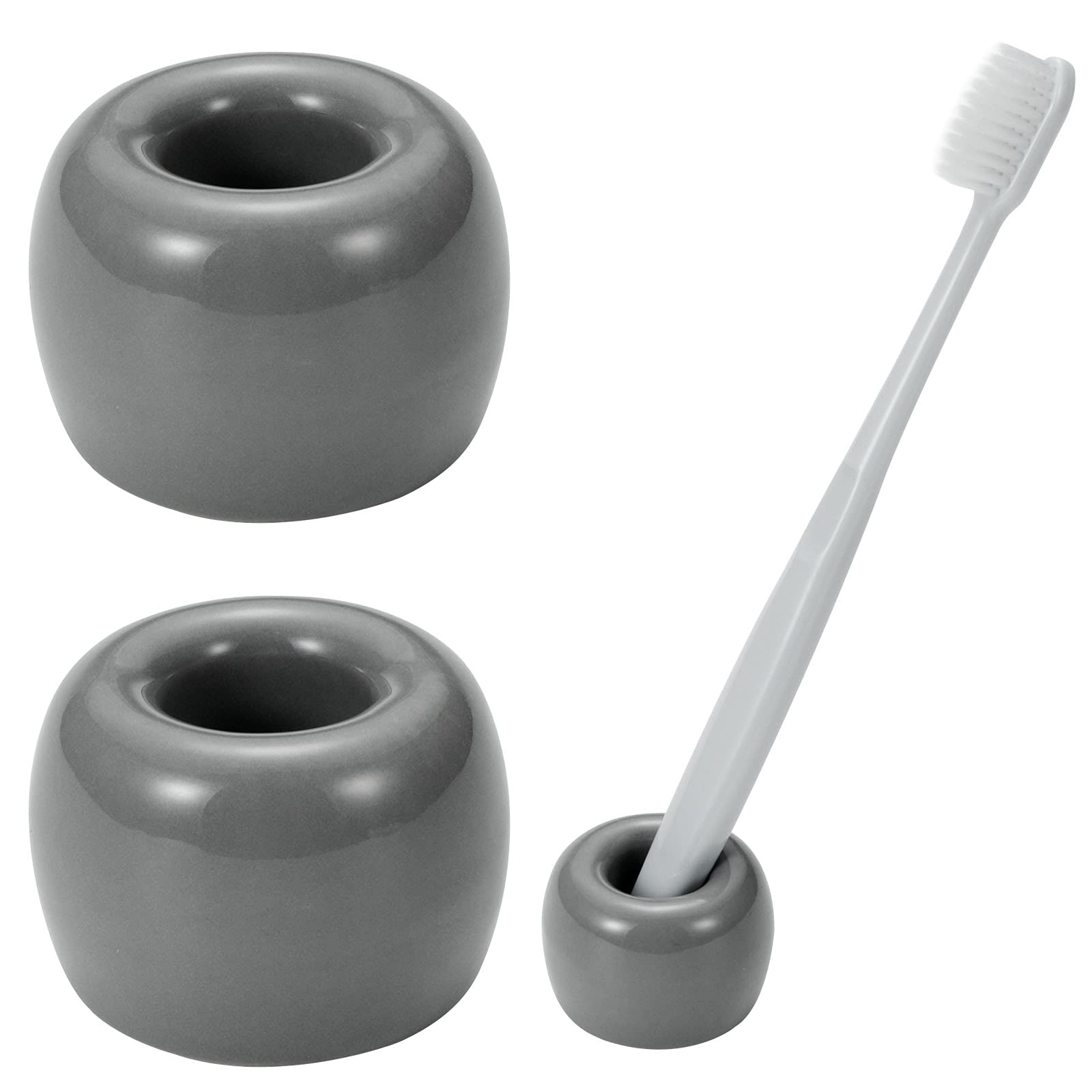 JMScape Mini Ceramic Couple Toothbrush Holder, Hand-Made Bathroom Toothbrush Holder, Electric Toothbrush Head Holder and Office 