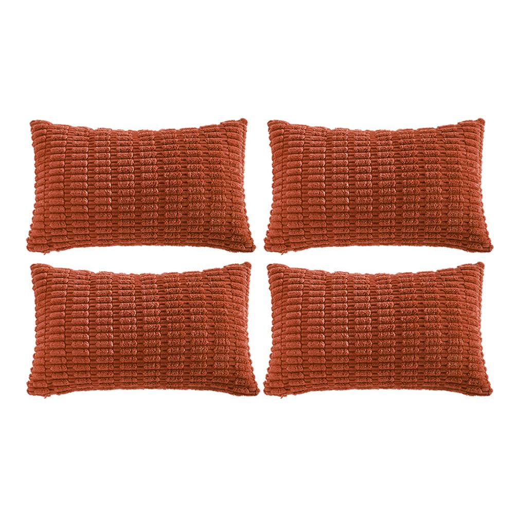 Fancy Homi 4 Packs Boho Burnt Orange Fall Decorative Throw Pillow Covers 12X24 Inch For Couch Bed Sofa, Rustic Modern Farmhouse