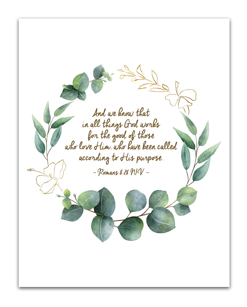 Book of Romans 8 28 Bible Wall Decor, Book Bible Christian Quote Decor, Bible Verse Wall Print, Bible Quote 11 x 14 Wall Print, 