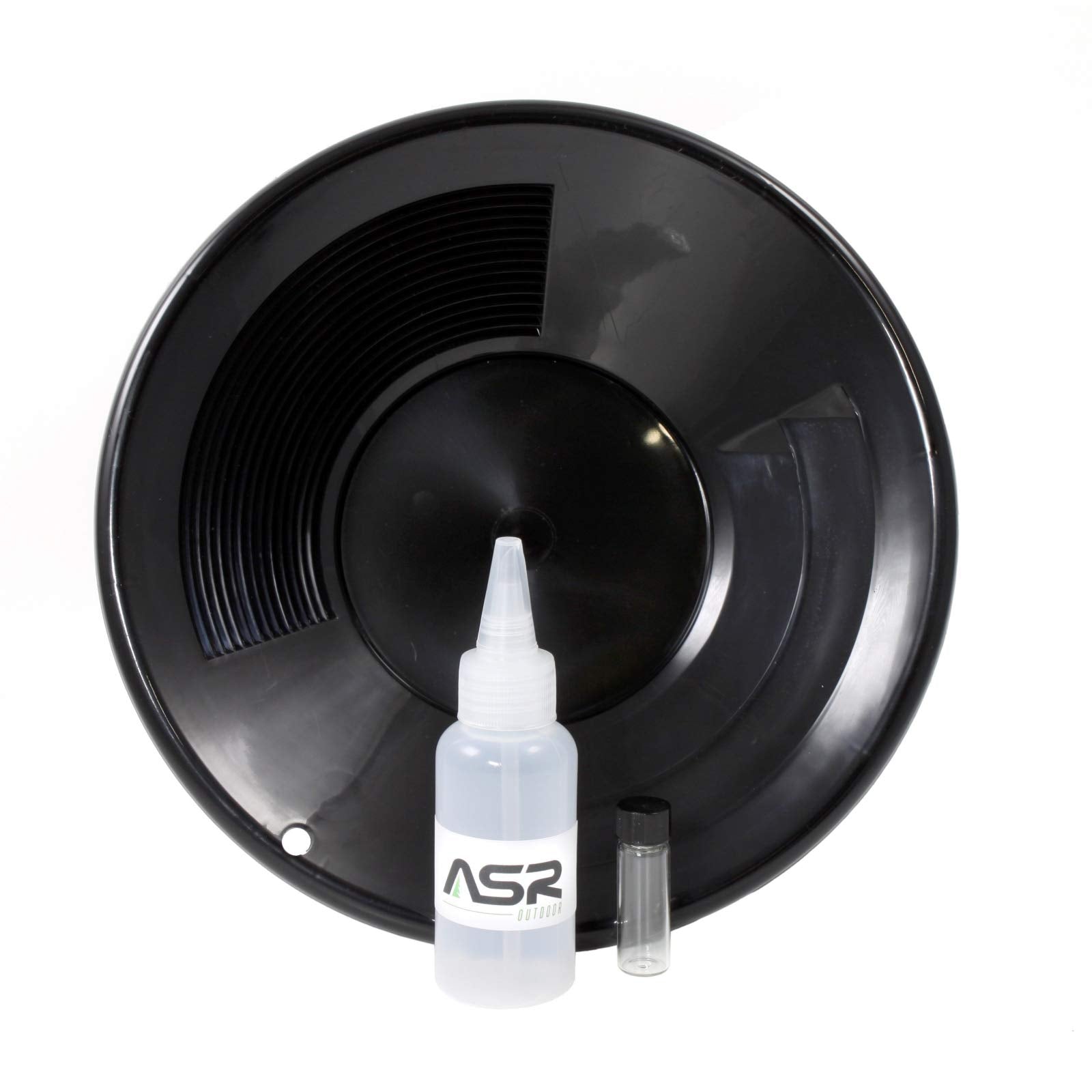 Asr Outdoor Basic Gold Panning Kit For Beginners, Black 3Pc Set (Gold Pan Vial Snuffer Bottle)